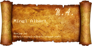 Mingl Albert névjegykártya